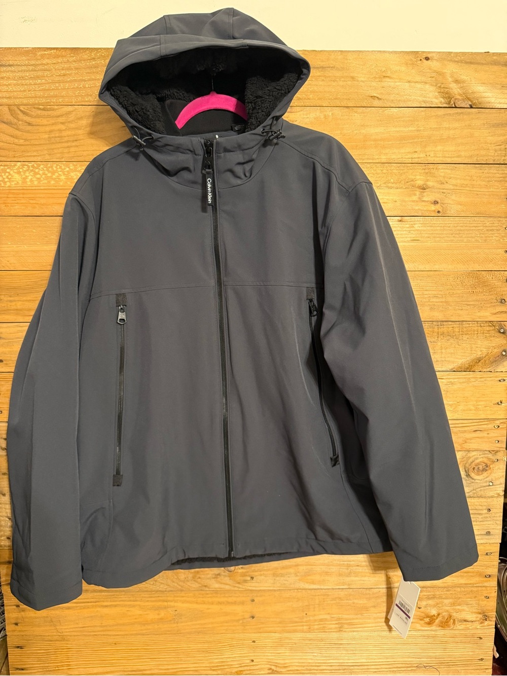 Calvin Klein Men's Dark Gray Hooded Softshell Jacket